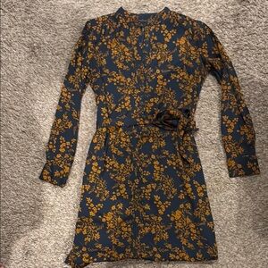 Banana Republic Yellow and Blue Wrap Tie Front Dress